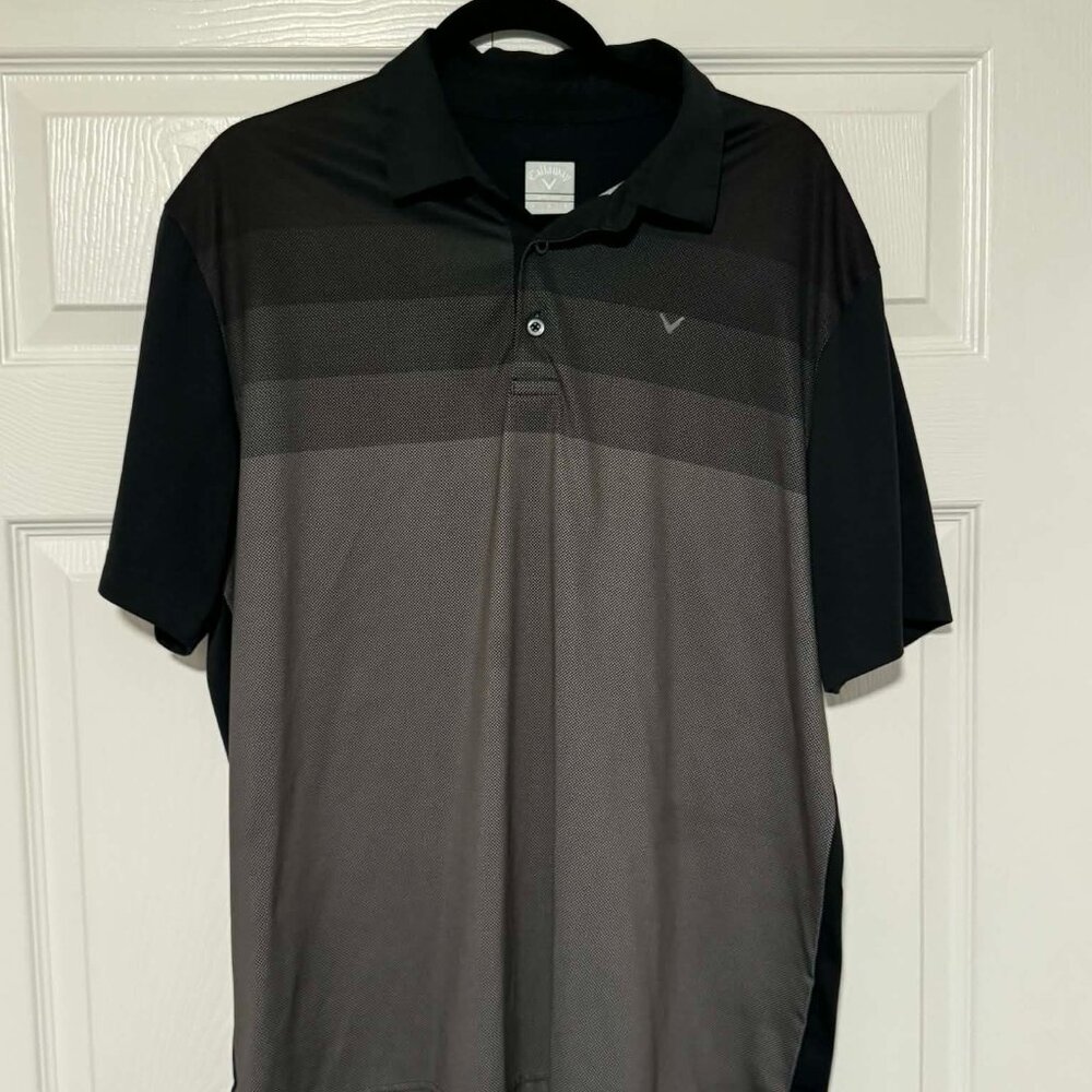 Callaway Men's Black Patterned Golf Opti-Dry Polo Large